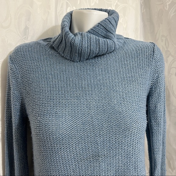 H&M Cerulean Blue Ribbed Knit Turtleneck Sweater - Picture 7 of 8